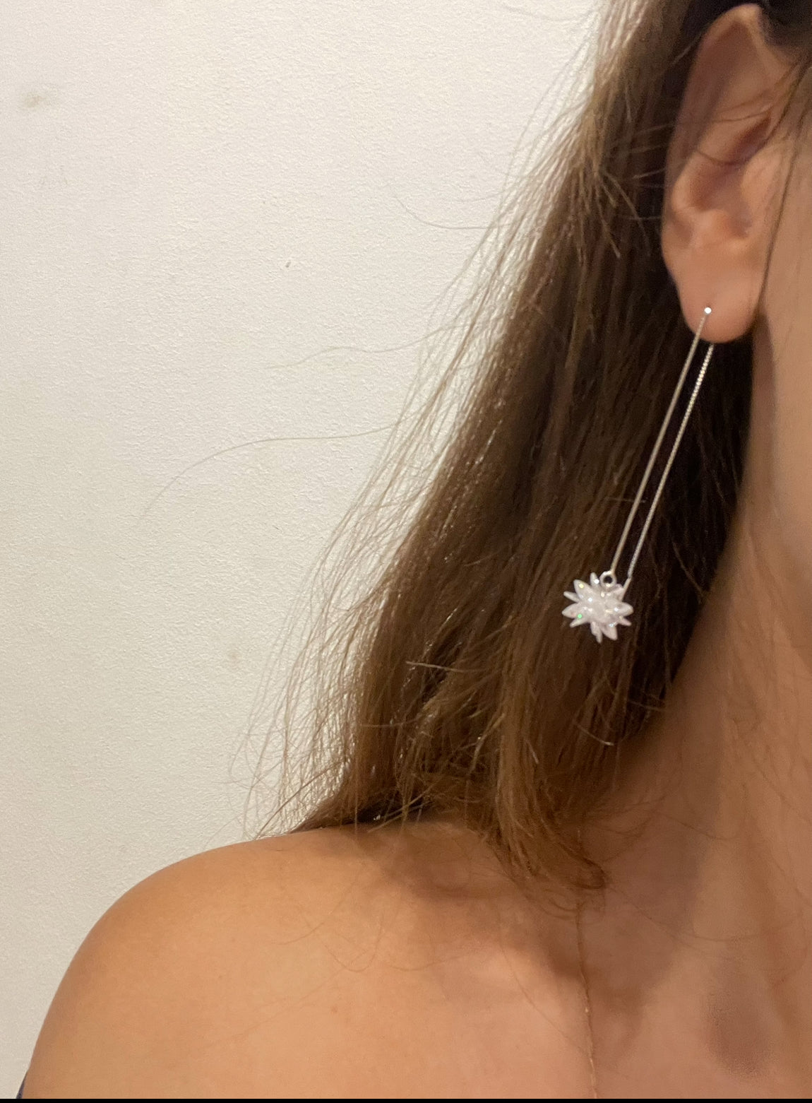 Snow flake silver earrings